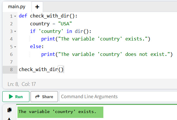 Check if a Variable Exists in Python using different methods