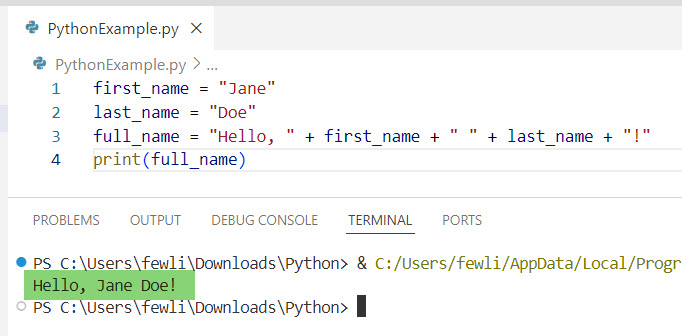 How to insert variable into string in python