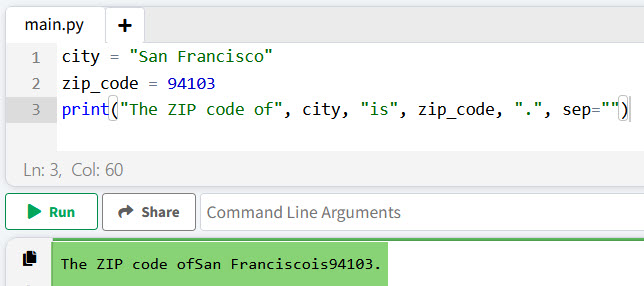 Python Print string and variable without space