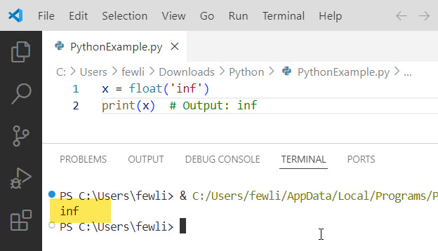 Set a Variable to Infinity in Python