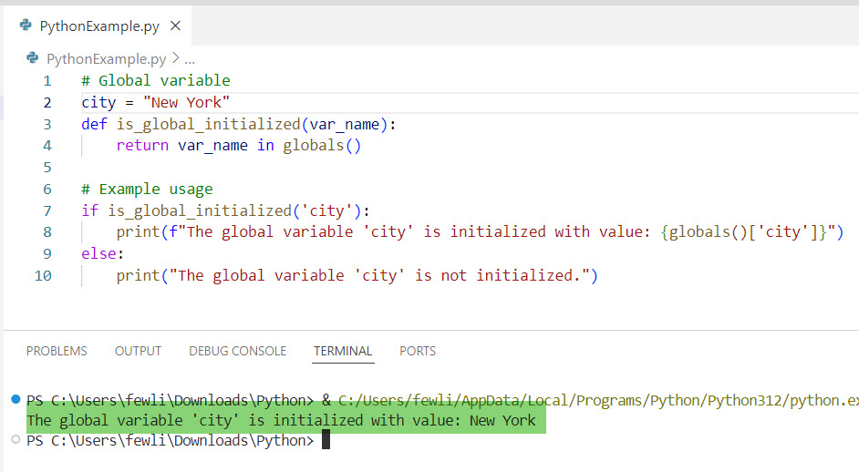 check if global variable is initialized in Python