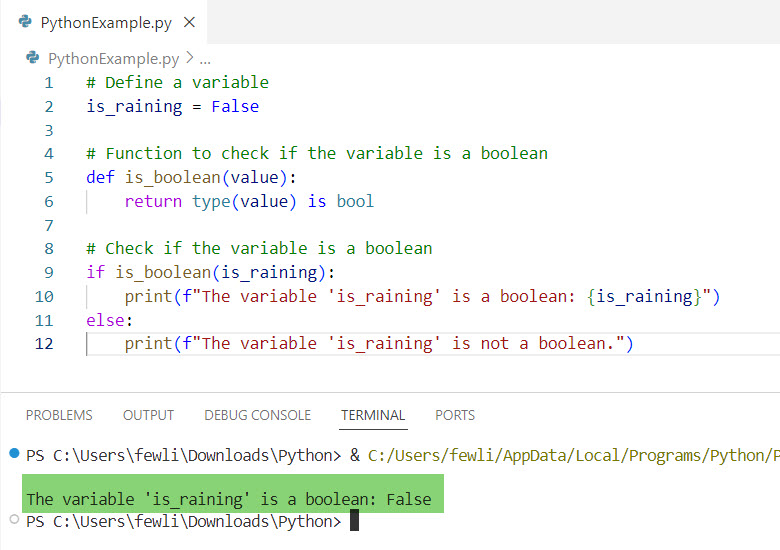 check variable type is Boolean in Python