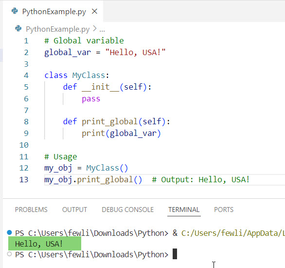 how to declare global variable in python class