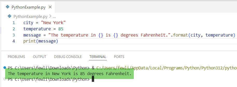 insert variable into string python