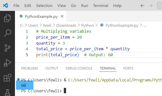 multiply variables in Python