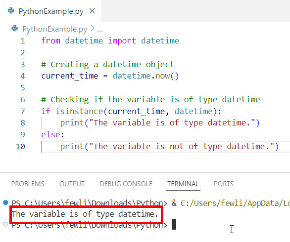 python check variable type datetime