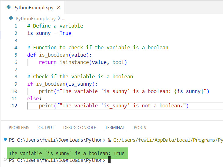 python check variable type is boolean