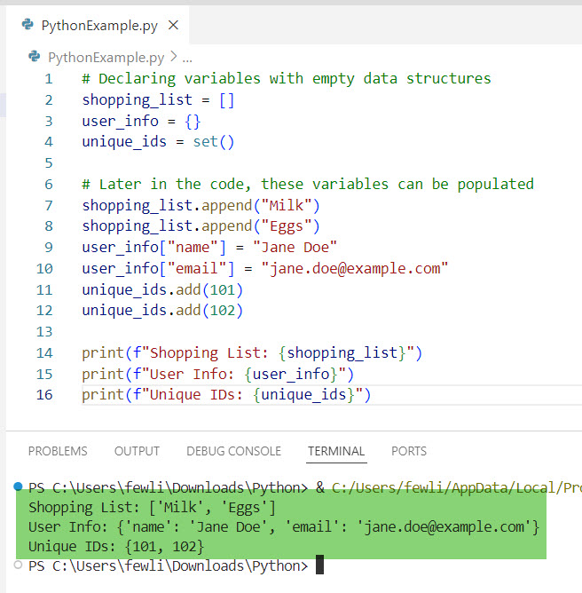 python declare a variable without assigning value