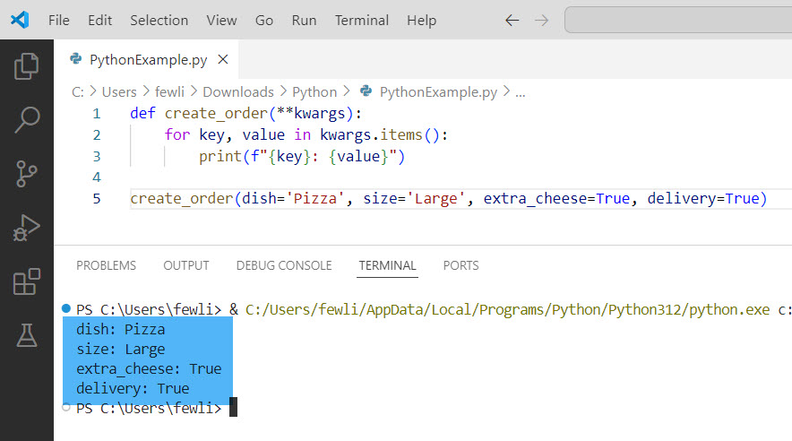 python double asterisk in function call