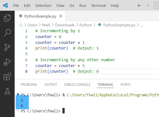 python increment by 1