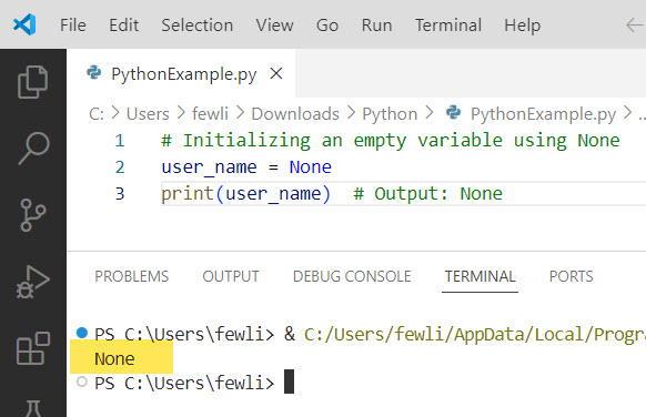 python initialize empty variable