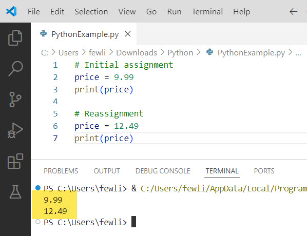 python reassign variable