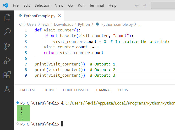 python static variable in function