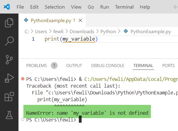 python variable not defined
