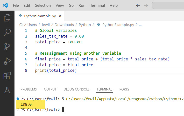 reassign variable in Python