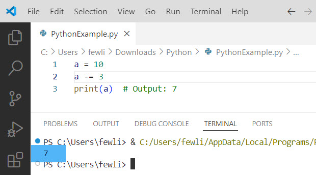 subtract from a variable in python