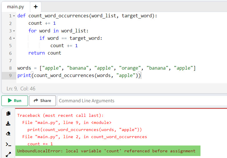 unboundlocalerror in python