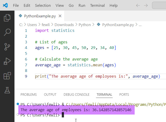 Average Function in Python with Examples