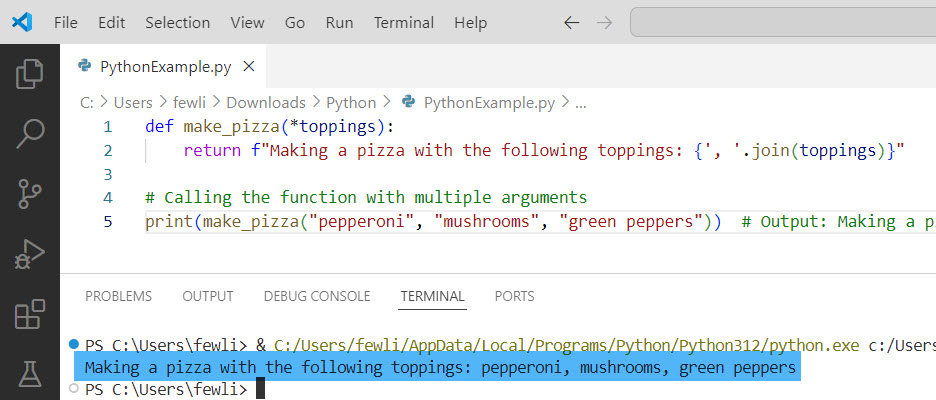 Call Python Functions with Arbitrary Arguments