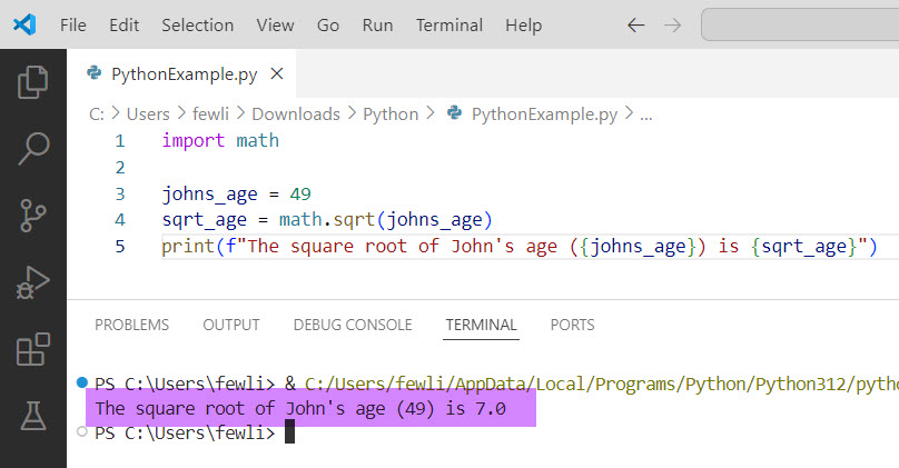 Python math.sqrt() Function