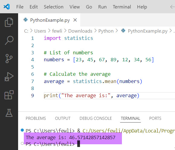 average function in python