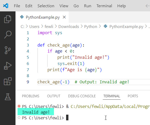 exit a function in python