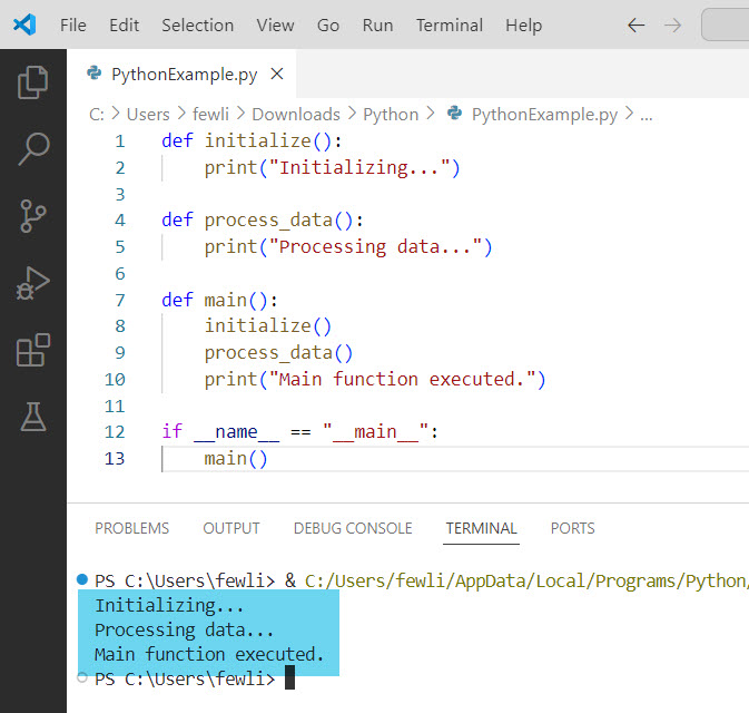 how to call main function in python