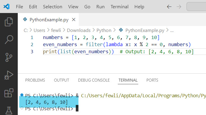 lambda function in python example