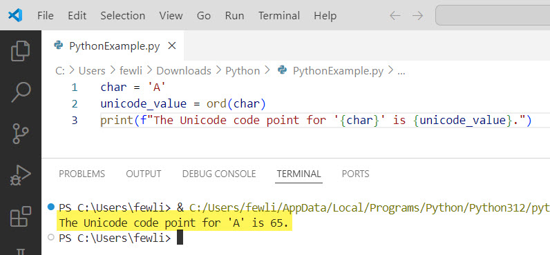 ord function in python