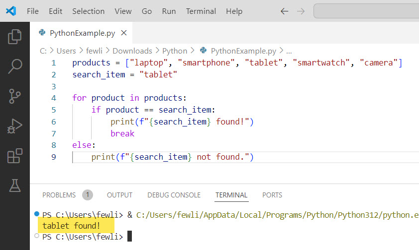 python break out of for loop