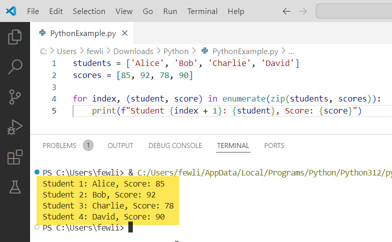 python for loop with index with example
