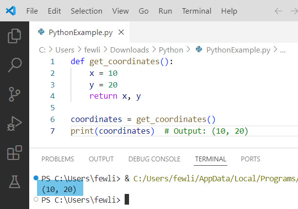 python function return two values