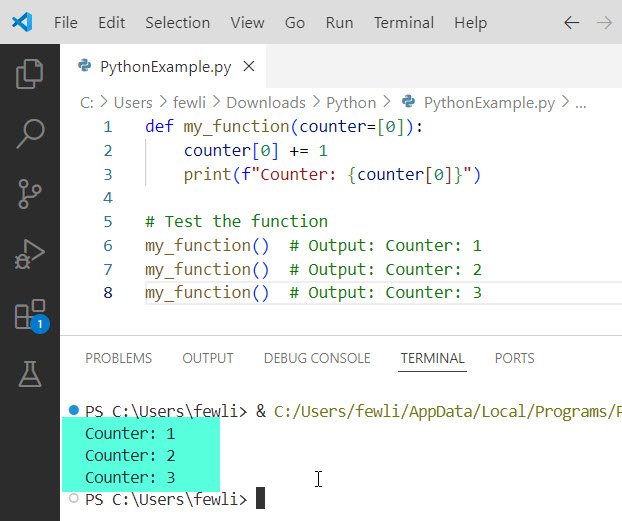 python static variable in function