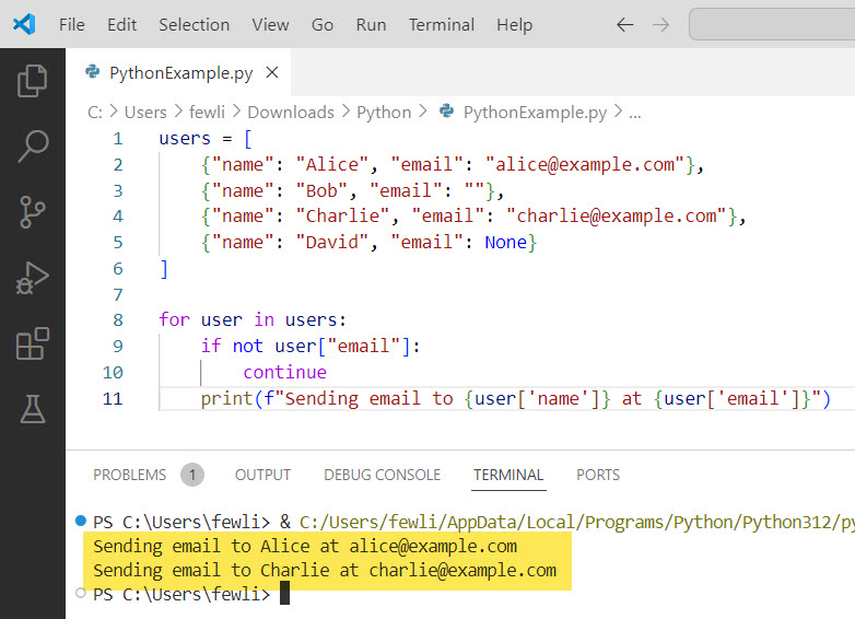 skip an iteration in a for loop python