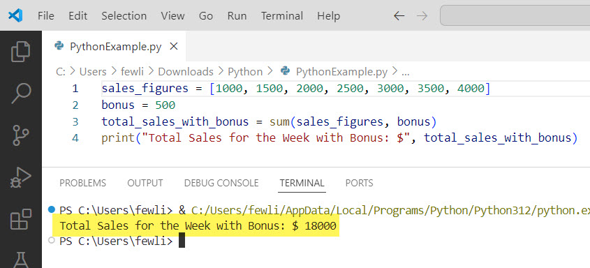 sum function in python examples