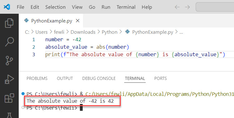 abs function in python