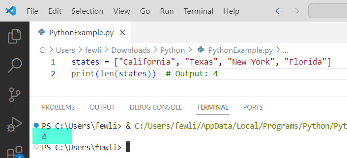 len function in python