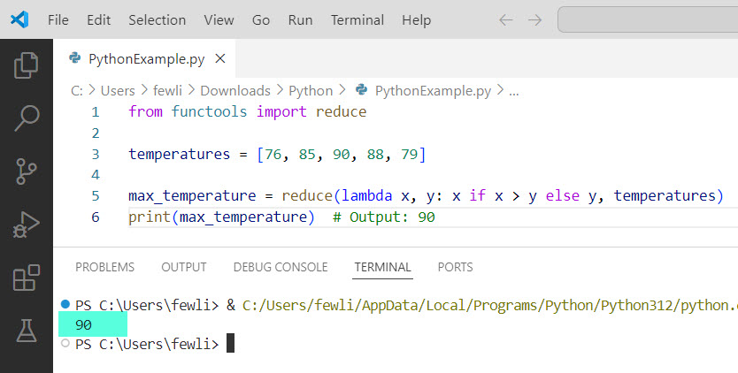 reduce function in python examples